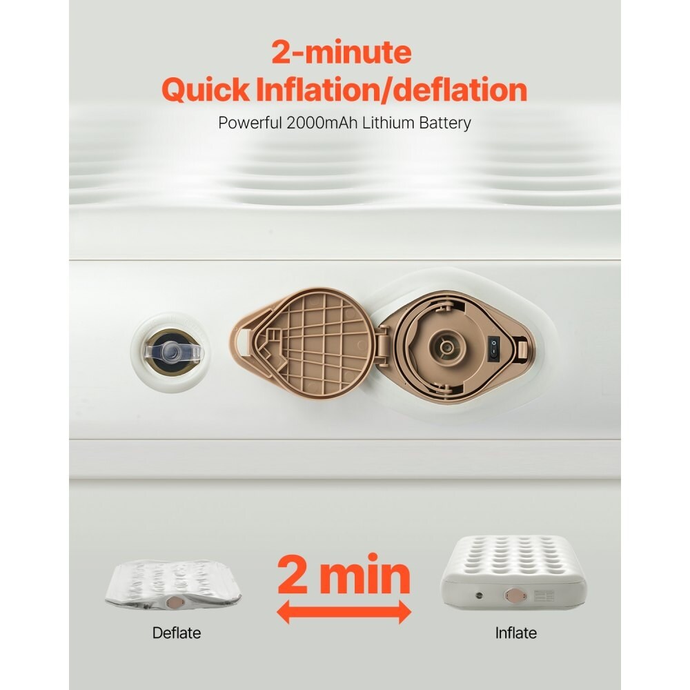 Matelas gonflable de camping pliable avec cadre et pompe