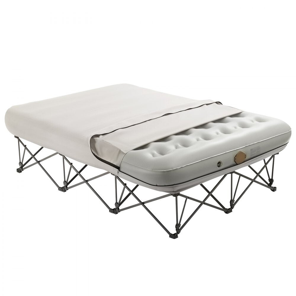 Matelas gonflable de camping pliable avec cadre et pompe