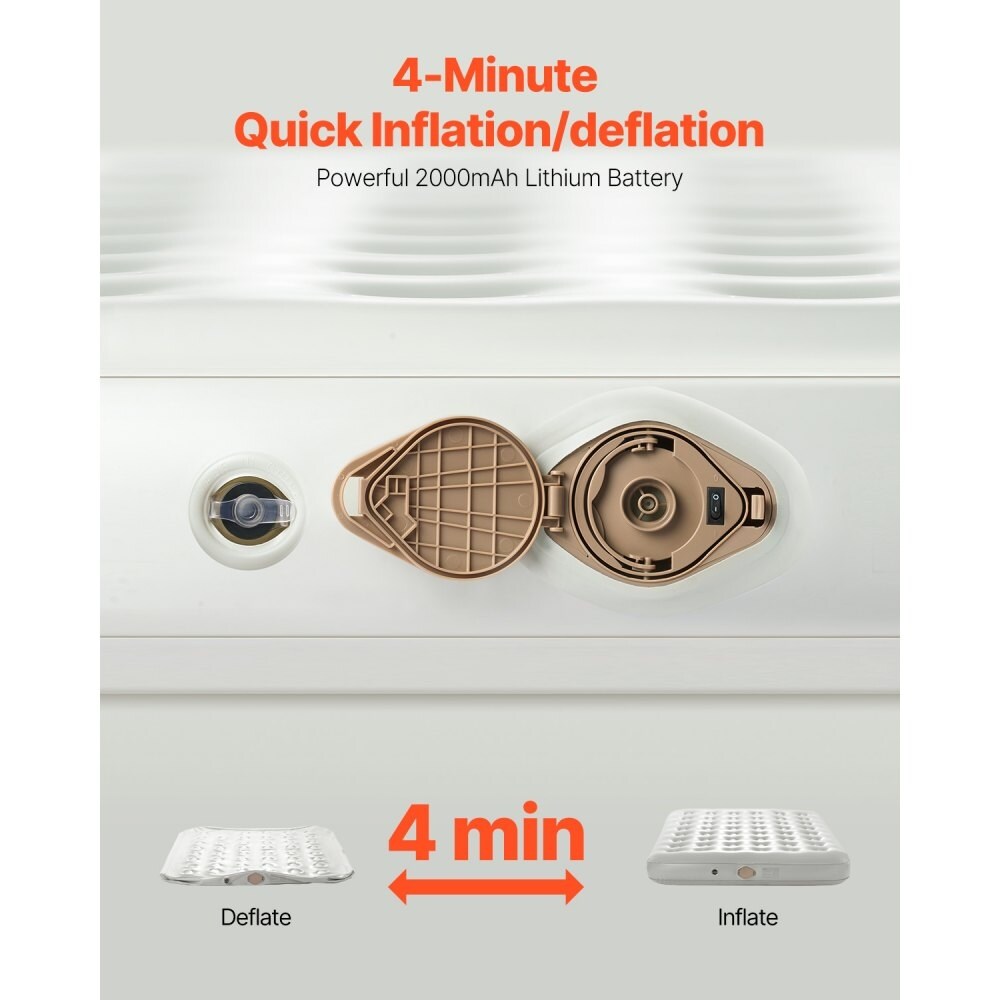 Matelas gonflable de camping pliable avec cadre et pompe