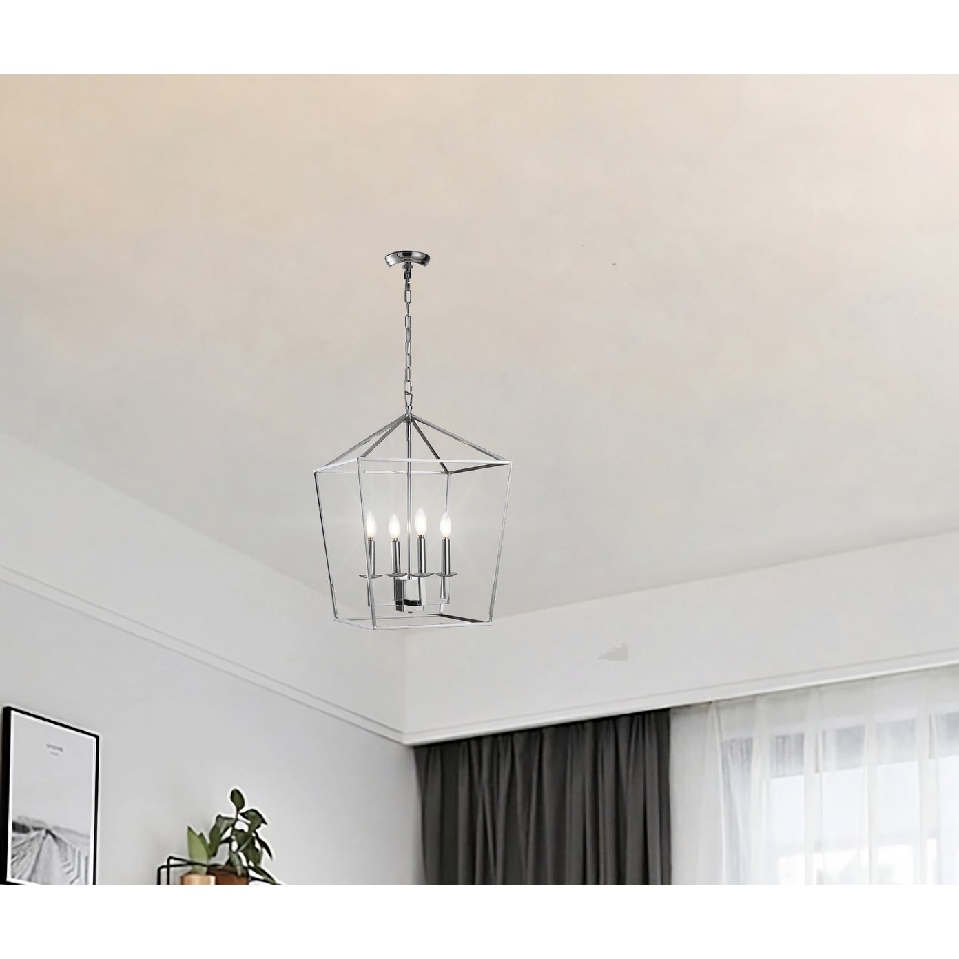 Lustre suspendu style lanterne à bougie pour escalier ou îlot de cuisine - N/A