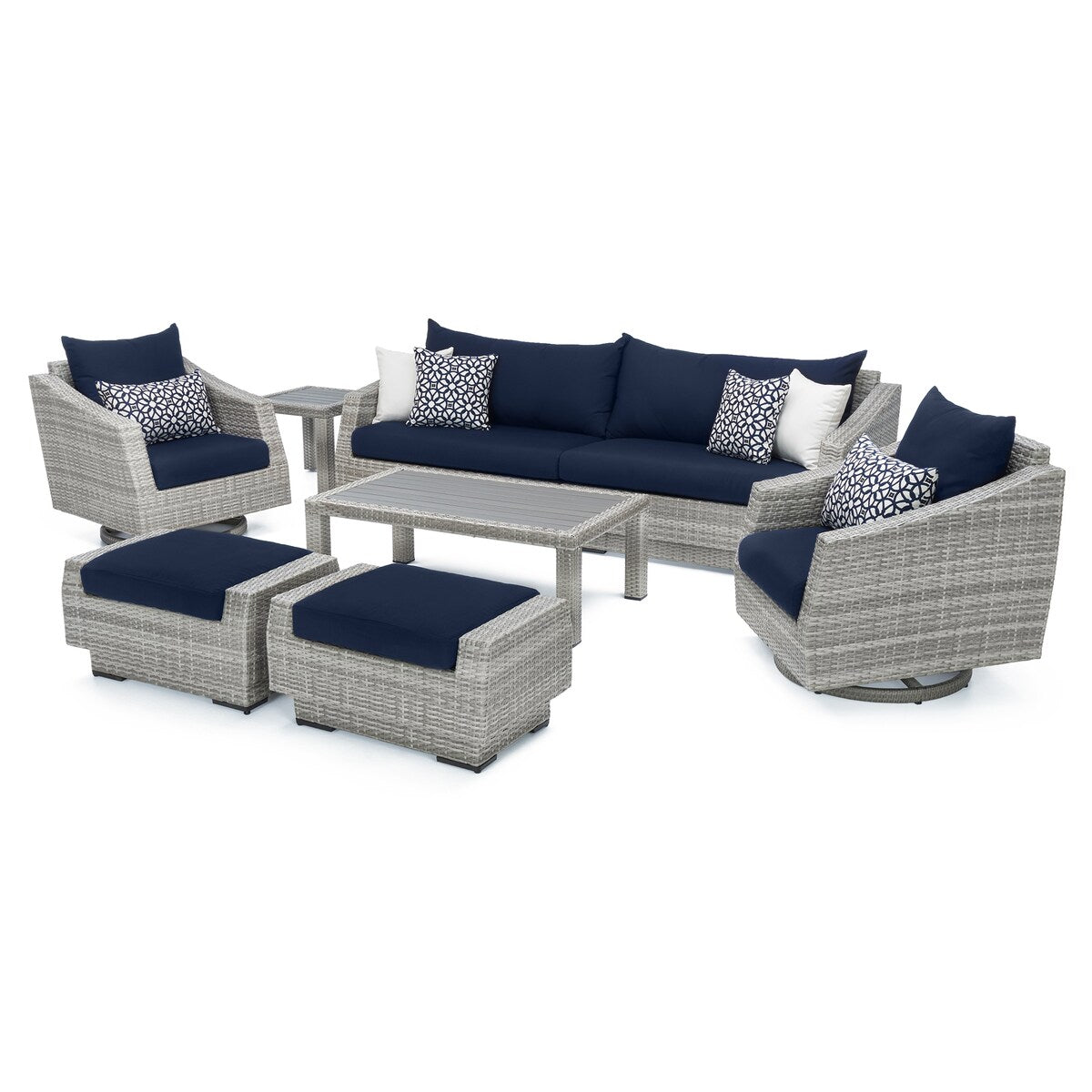 Ensemble de canapé et fauteuil club d'extérieur Cannes Deluxe 8 pièces Sunbrella