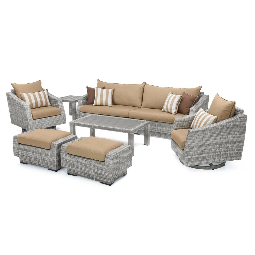 Ensemble de canapé et fauteuil club d'extérieur Cannes Deluxe 8 pièces Sunbrella