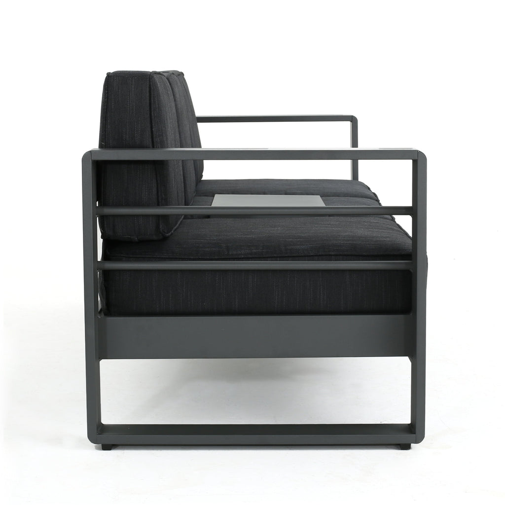 Ensemble de salon de jardin Cape Coral en aluminium 7 pièces avec foyer par Christopher Knight Home