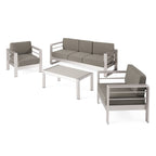 Salon de jardin Cape Coral en aluminium et Sunbrella 5 places avec coussins par Christopher Knight Home