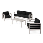 Salon de jardin Cape Coral en aluminium et Sunbrella 5 places avec coussins par Christopher Knight Home