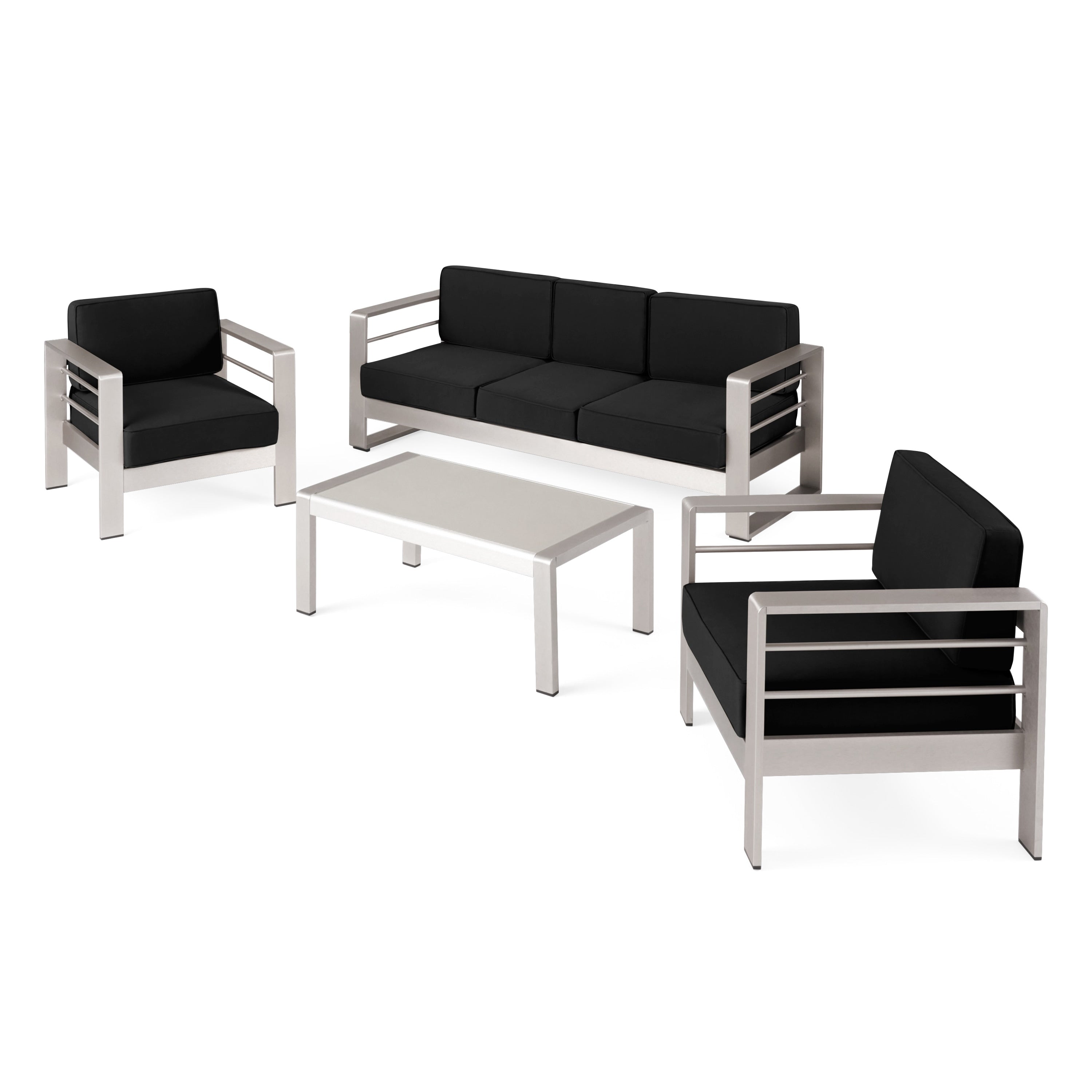 Salon de jardin Cape Coral en aluminium et Sunbrella 5 places avec coussins par Christopher Knight Home
