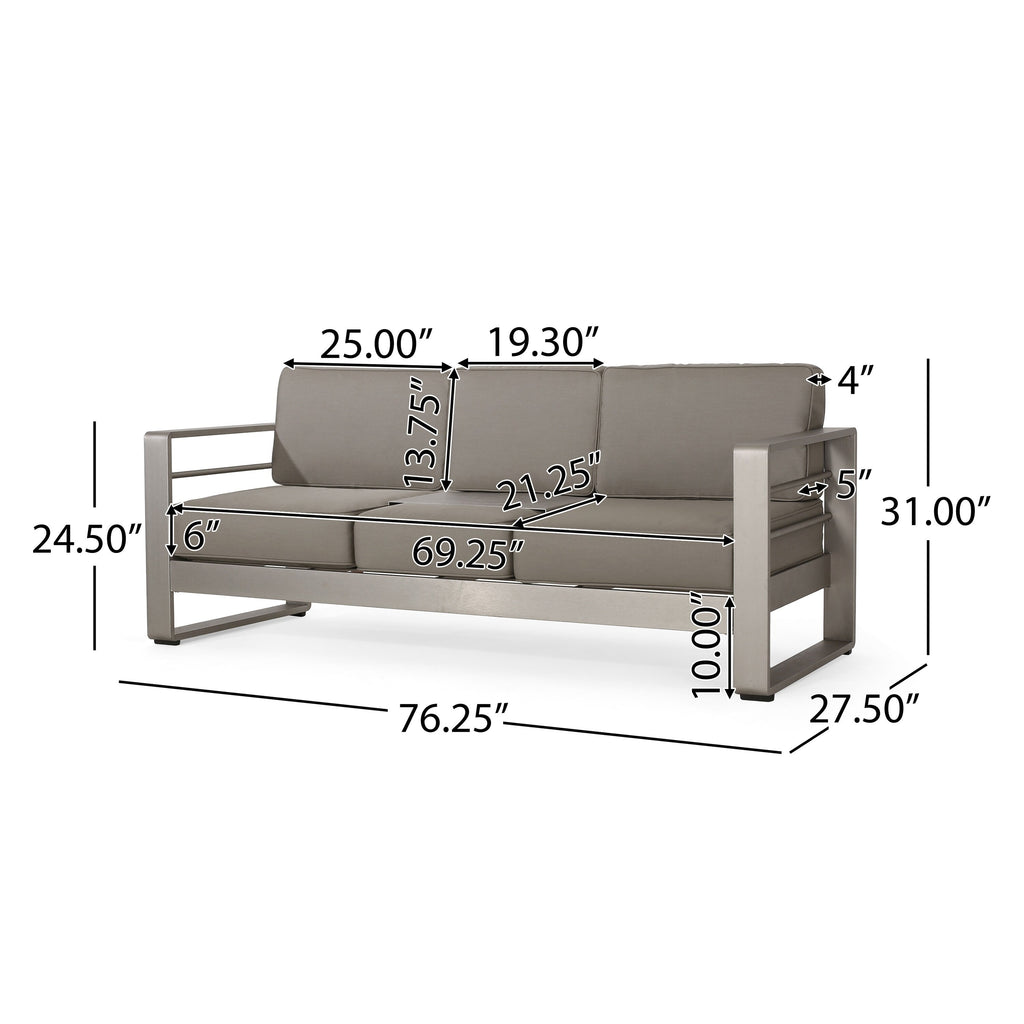 Salon de jardin Cape Coral en aluminium et Sunbrella 5 places avec coussins par Christopher Knight Home
