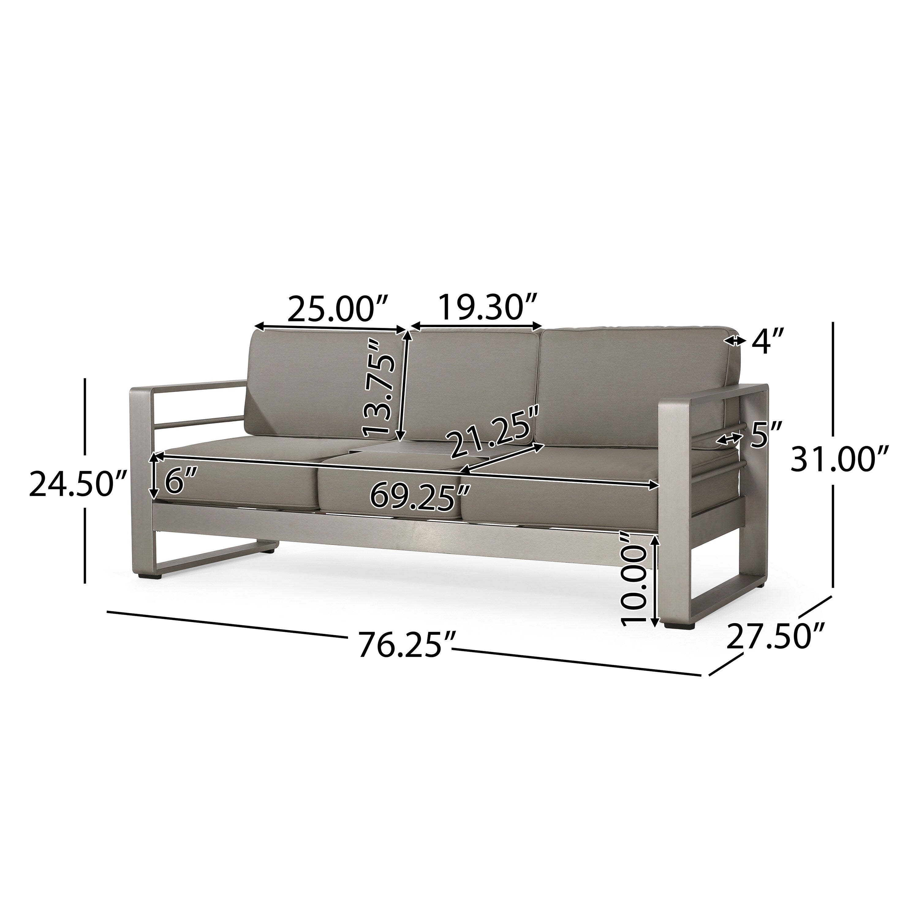 Salon de jardin Cape Coral en aluminium et Sunbrella 5 places avec coussins par Christopher Knight Home