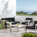Salon de jardin Cape Coral en aluminium et Sunbrella 5 places avec coussins par Christopher Knight Home
