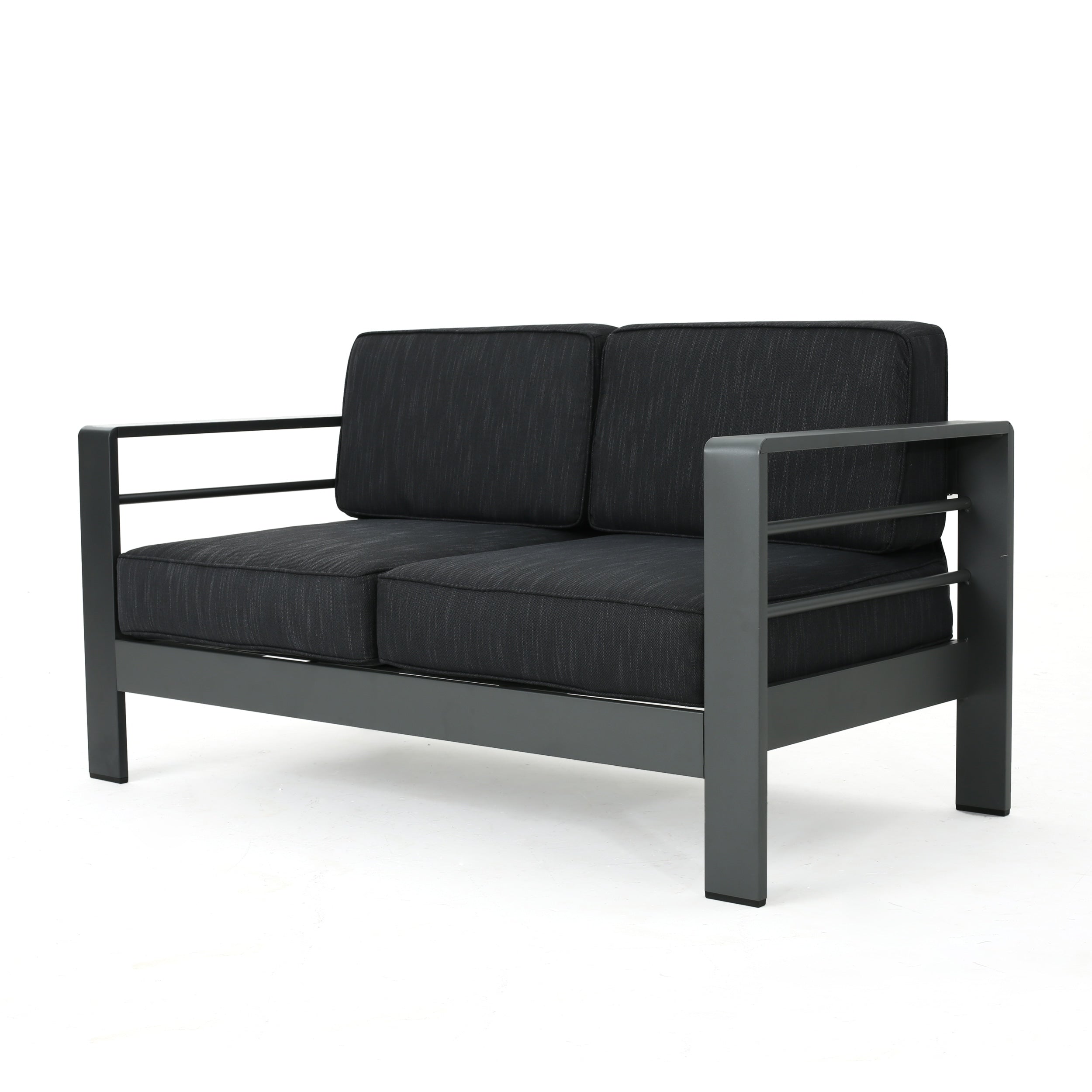 Ensemble de salon de jardin Cape Coral Grey 5 pièces avec table à feu et table de jardin par Christopher Knight Home