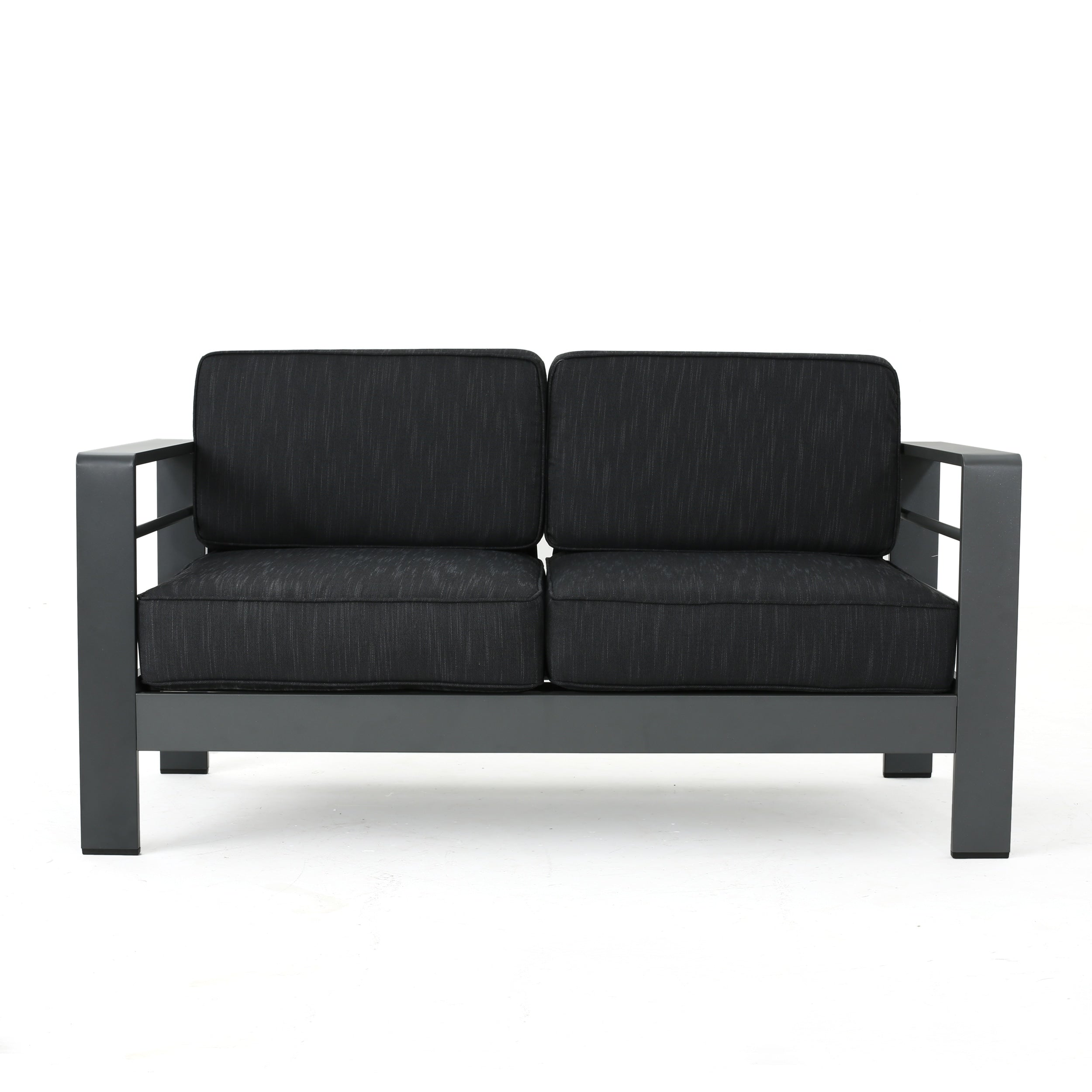 Ensemble de salon de jardin Cape Coral Grey 5 pièces avec table à feu et table de jardin par Christopher Knight Home