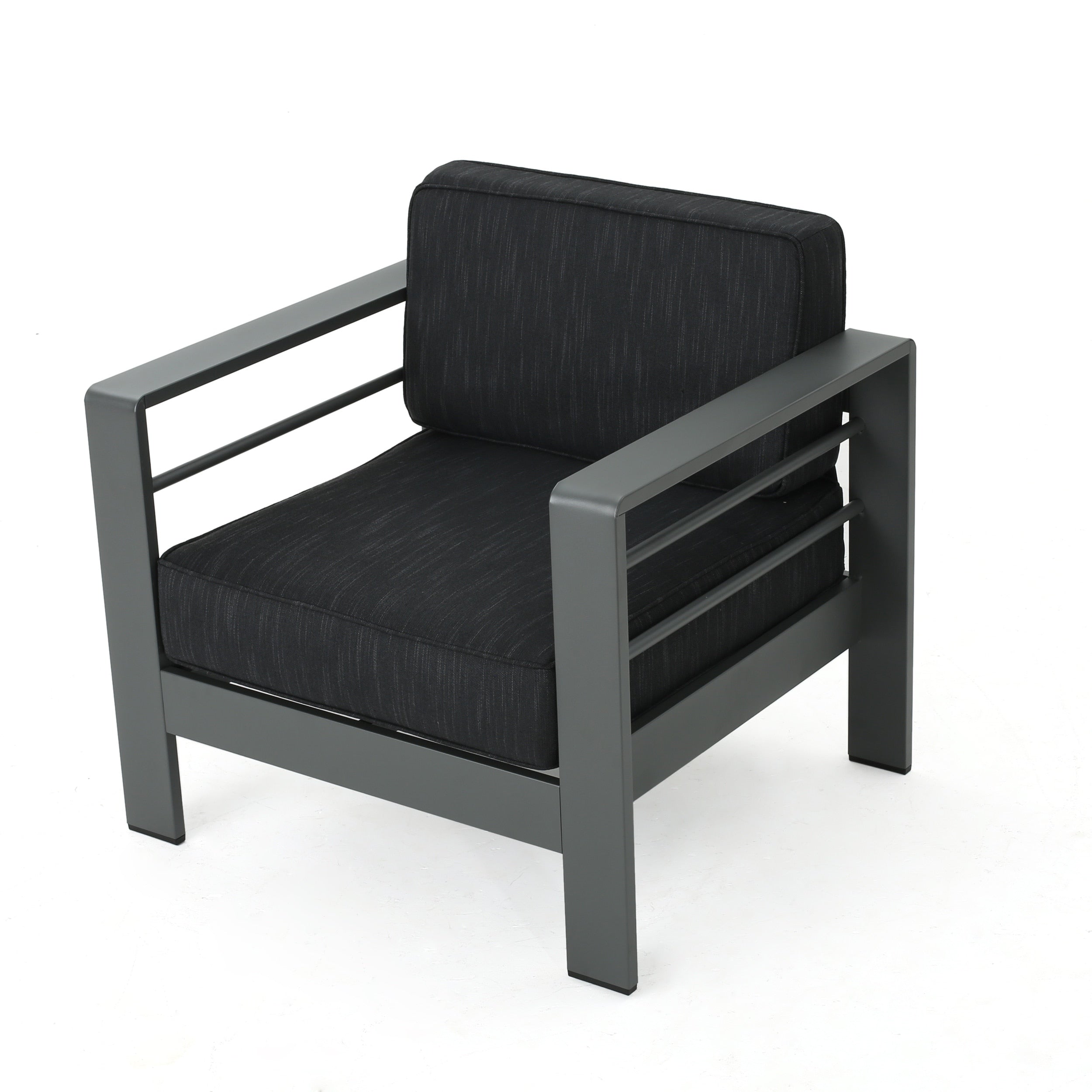 Ensemble de salon de jardin Cape Coral Grey 5 pièces avec table à feu et table de jardin par Christopher Knight Home