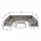 Ensemble de canapé sectionnel et table d'extérieur en aluminium 11 places Cape Coral par Christopher Knight Home