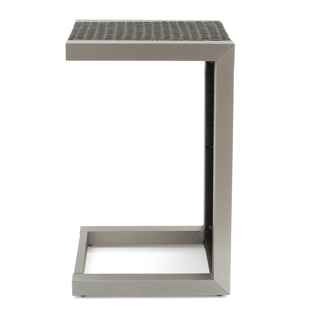 Ensemble de salon de jardin Cape Coral avec fauteuil club 2 places en aluminium, table d'appoint et pouf, par Christopher Knight Home