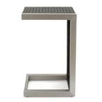 Ensemble de salon de jardin Cape Coral avec fauteuil club 2 places en aluminium, table d'appoint et pouf, par Christopher Knight Home