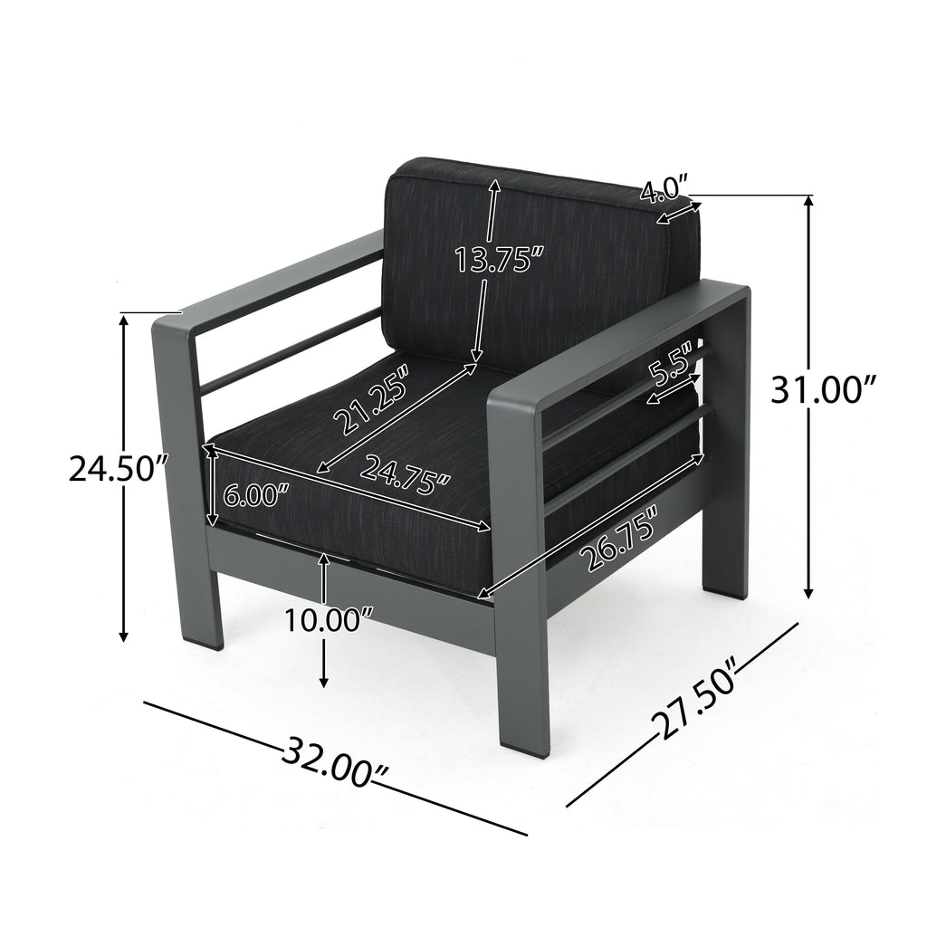 Ensemble de chaises et table club d'extérieur en aluminium Cape Coral 2 places par Christopher Knight Home