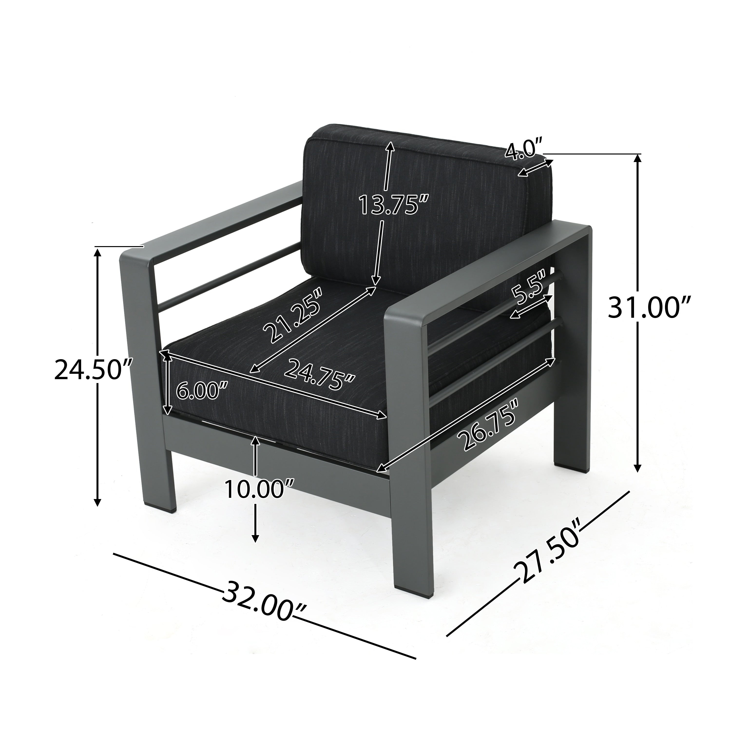 Ensemble de chaises et table club d'extérieur en aluminium Cape Coral 2 places par Christopher Knight Home