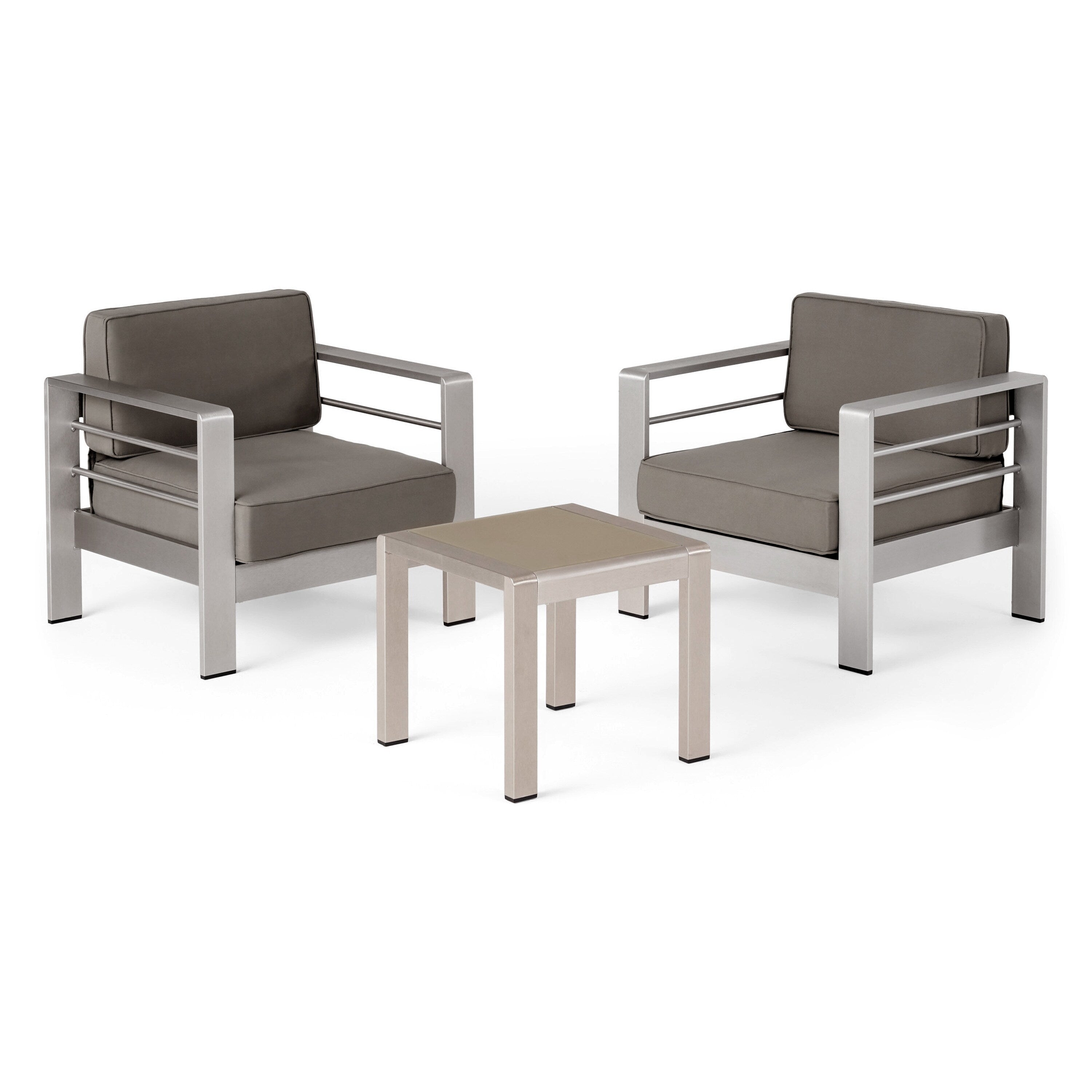 Ensemble de chaises et table club d'extérieur en aluminium Cape Coral 2 places par Christopher Knight Home