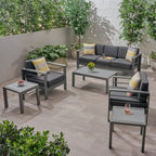 Ensemble de salon de jardin Cape Coral 5 places en aluminium avec 2 tables d'appoint par Christopher Knight Home