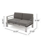 Ensemble de canapés d'extérieur 5 places en aluminium en forme de V avec pouf Cape Coral par Christopher Knight Home