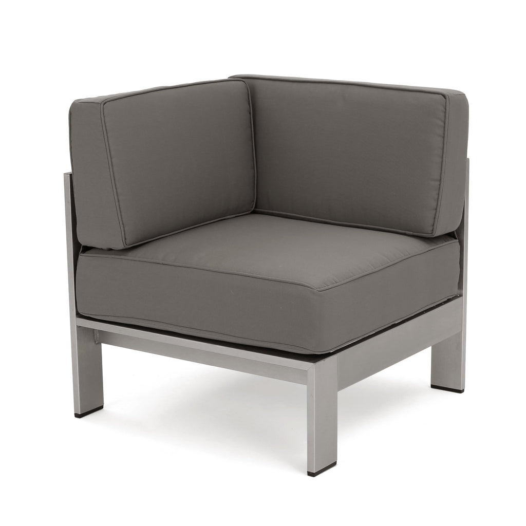 Ensemble de canapés d'extérieur 5 places en aluminium en forme de V avec pouf Cape Coral par Christopher Knight Home