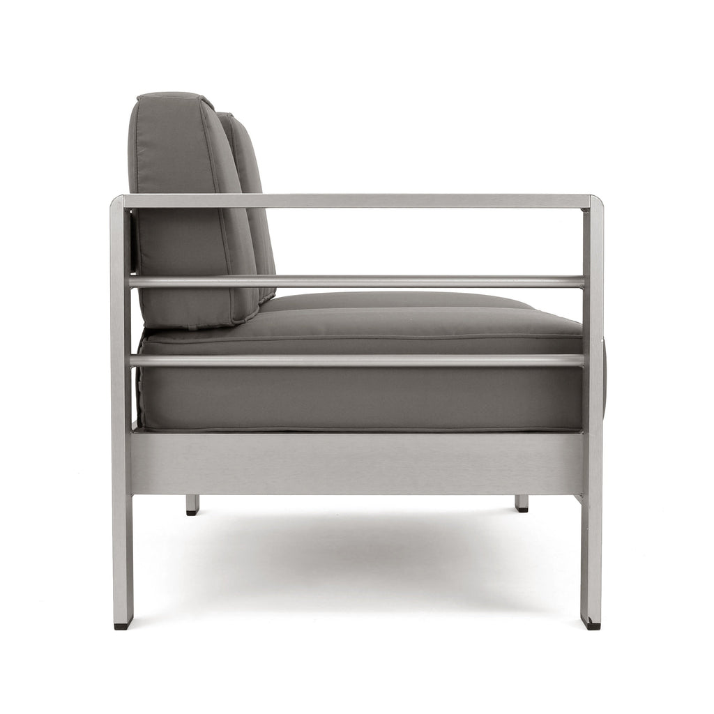 Ensemble de canapés d'extérieur 5 places en aluminium en forme de V avec pouf Cape Coral par Christopher Knight Home