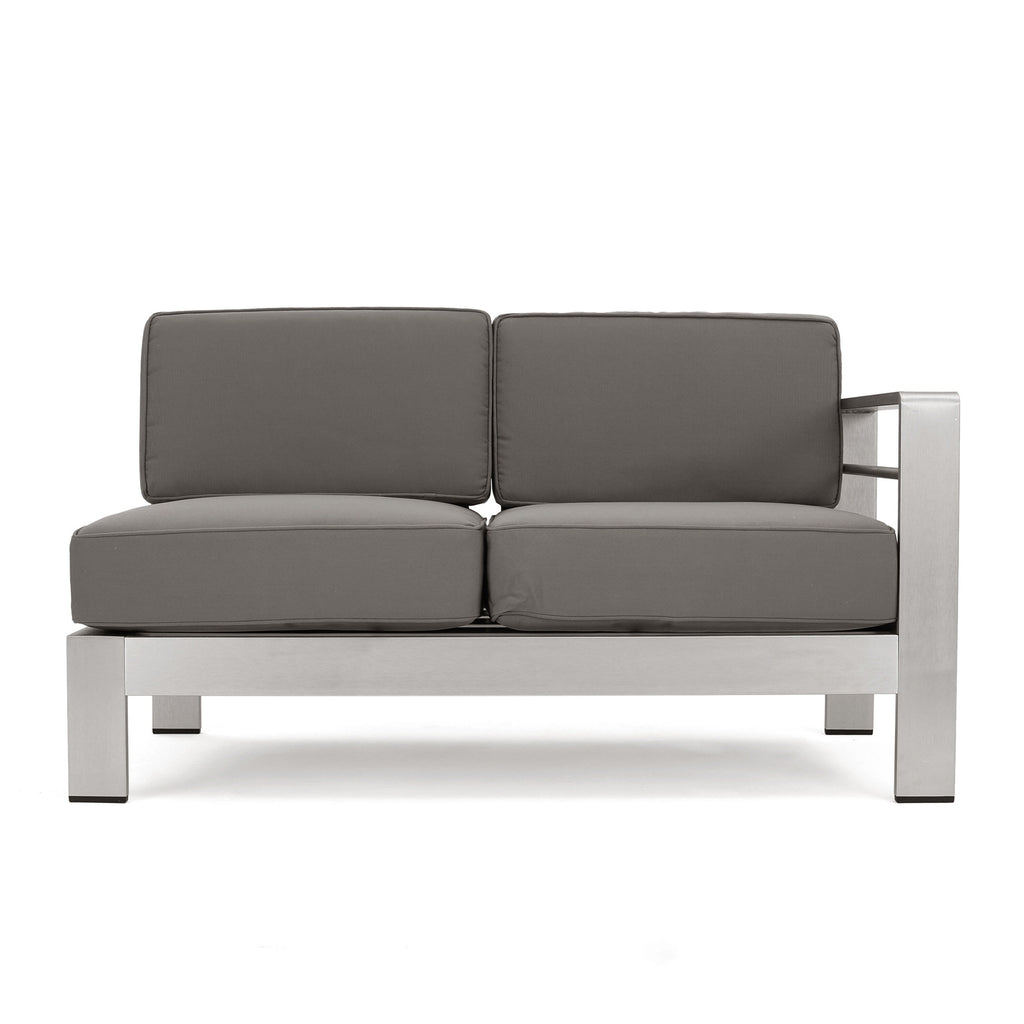 Ensemble de canapés d'extérieur 5 places en aluminium en forme de V avec pouf Cape Coral par Christopher Knight Home