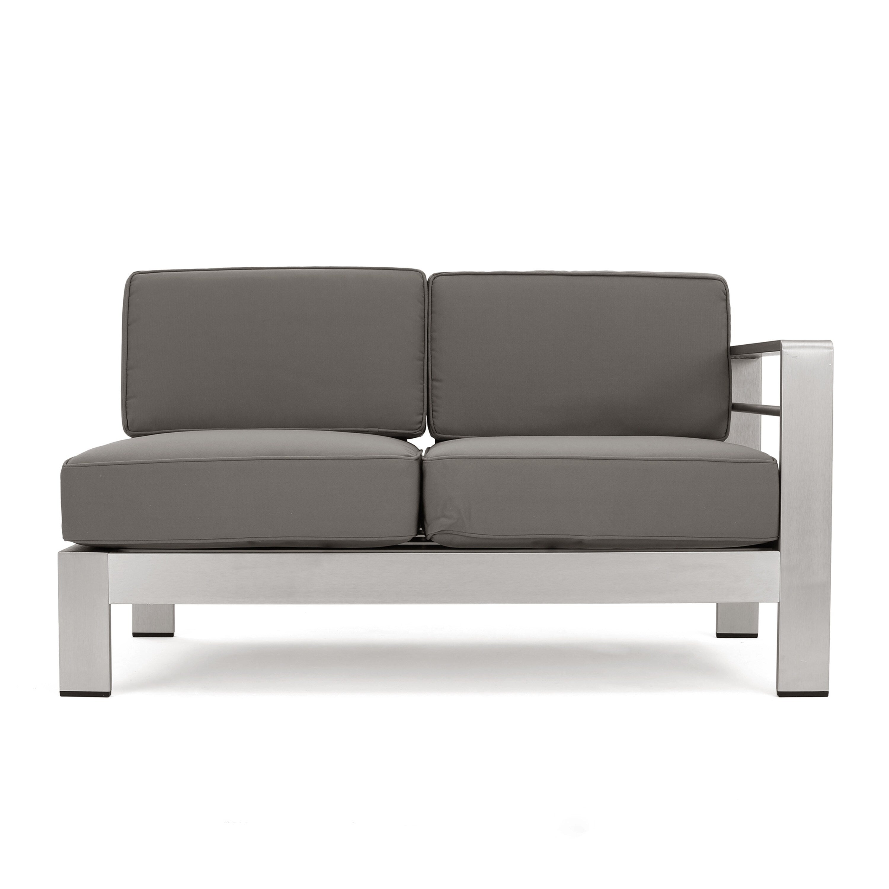 Ensemble de canapés d'extérieur 5 places en aluminium en forme de V avec pouf Cape Coral par Christopher Knight Home