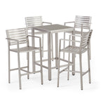 Ensemble de bar carré en aluminium Cape Coral Outdoor 5 pièces par Christopher Knight Home