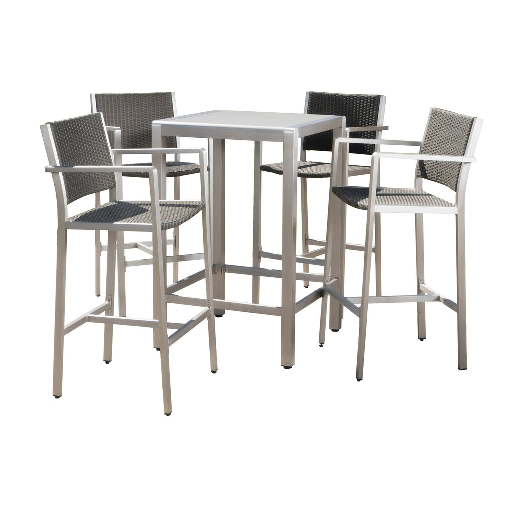 Ensemble de bar carré en aluminium Cape Coral Outdoor 5 pièces par Christopher Knight Home