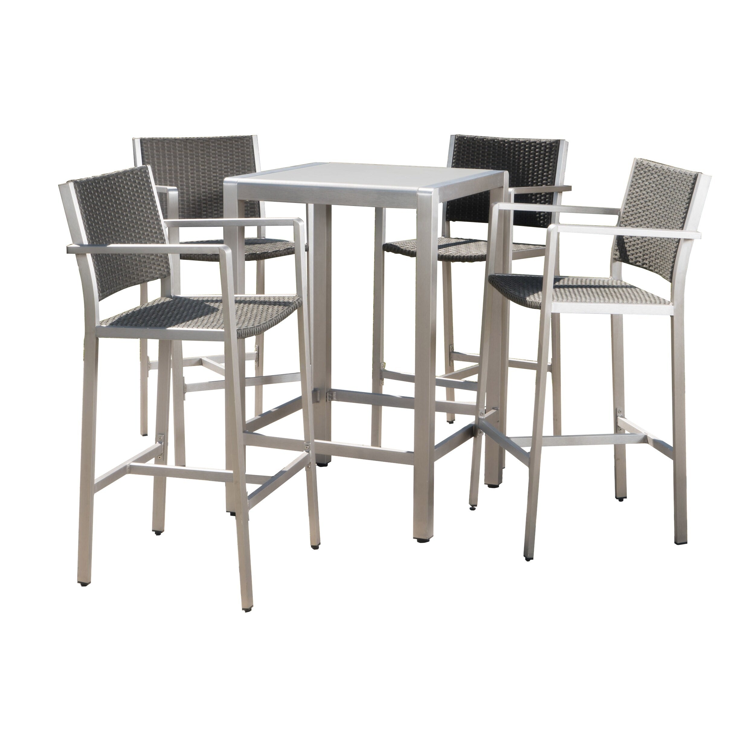 Ensemble de bar carré en aluminium Cape Coral Outdoor 5 pièces par Christopher Knight Home