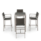 Ensemble de bar carré en aluminium Cape Coral Outdoor 5 pièces par Christopher Knight Home