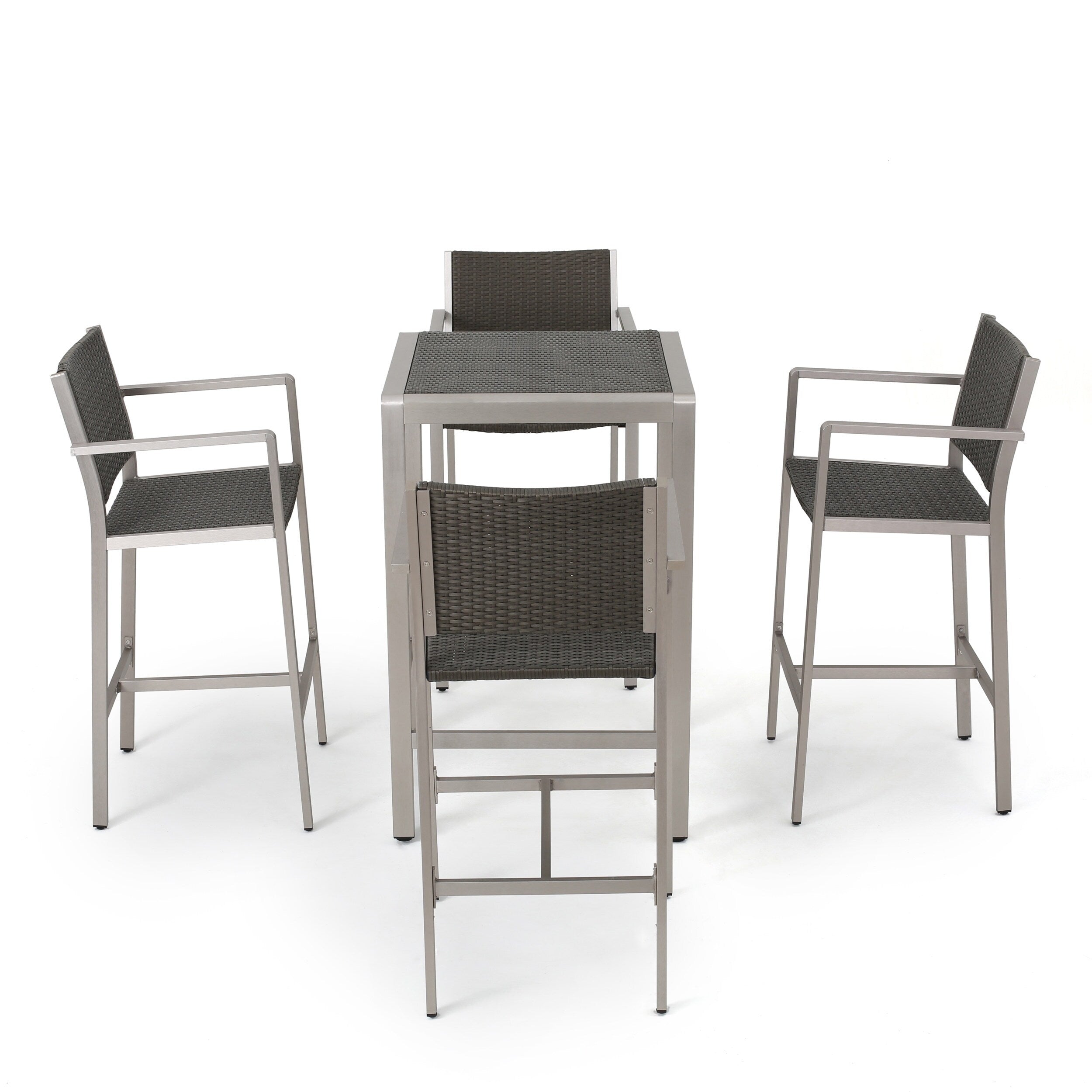 Ensemble de bar carré en aluminium Cape Coral Outdoor 5 pièces par Christopher Knight Home