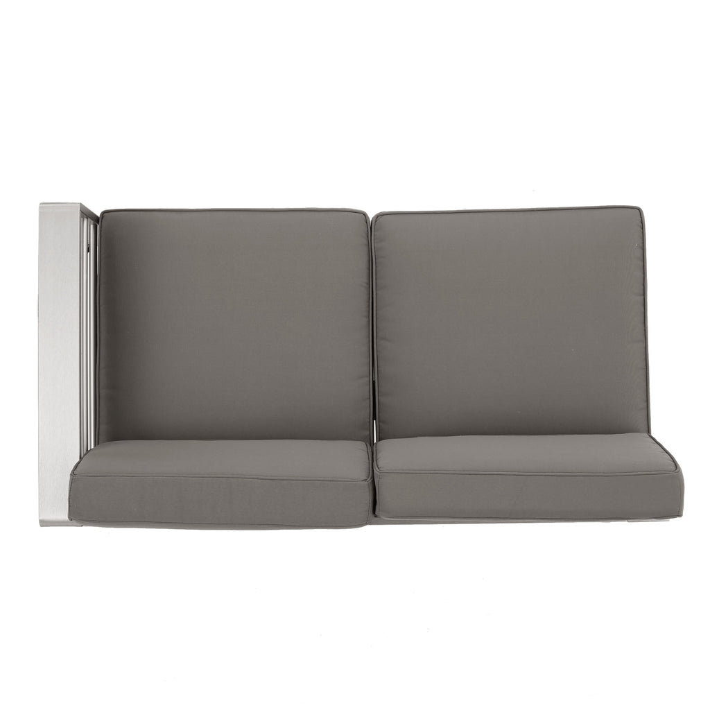 Ensemble de canapés d'extérieur 6 places en aluminium en forme de V avec pouf Cape Coral par Christopher Knight Home