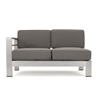 Ensemble de canapés d'extérieur 6 places en aluminium en forme de V avec pouf Cape Coral par Christopher Knight Home