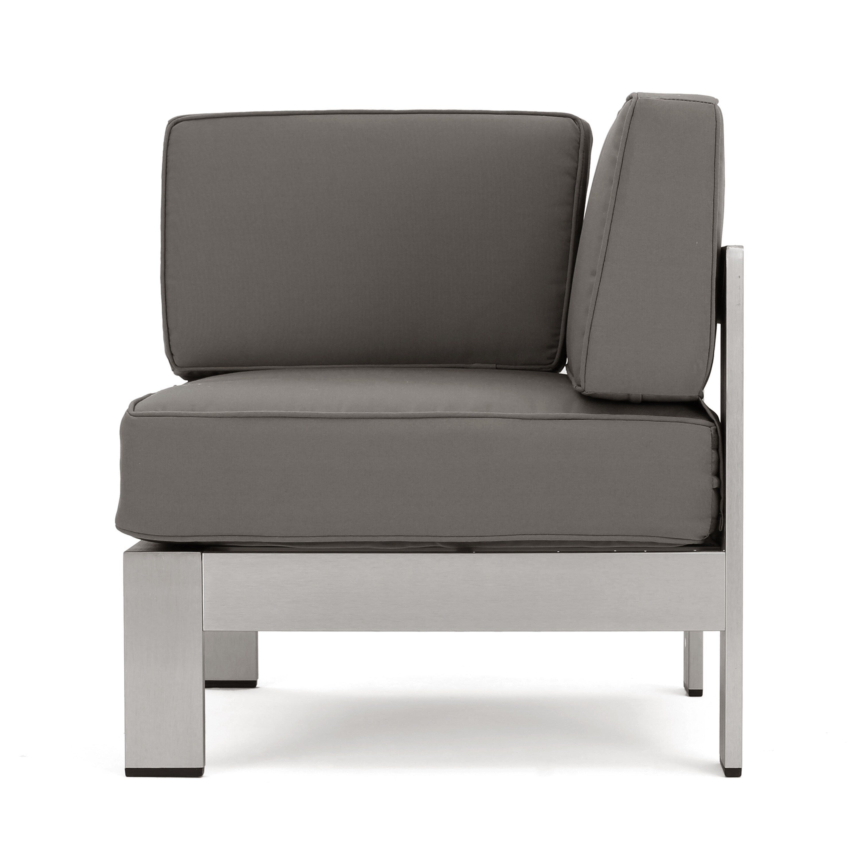 Ensemble de canapés d'extérieur 6 places en aluminium en forme de V avec pouf Cape Coral par Christopher Knight Home