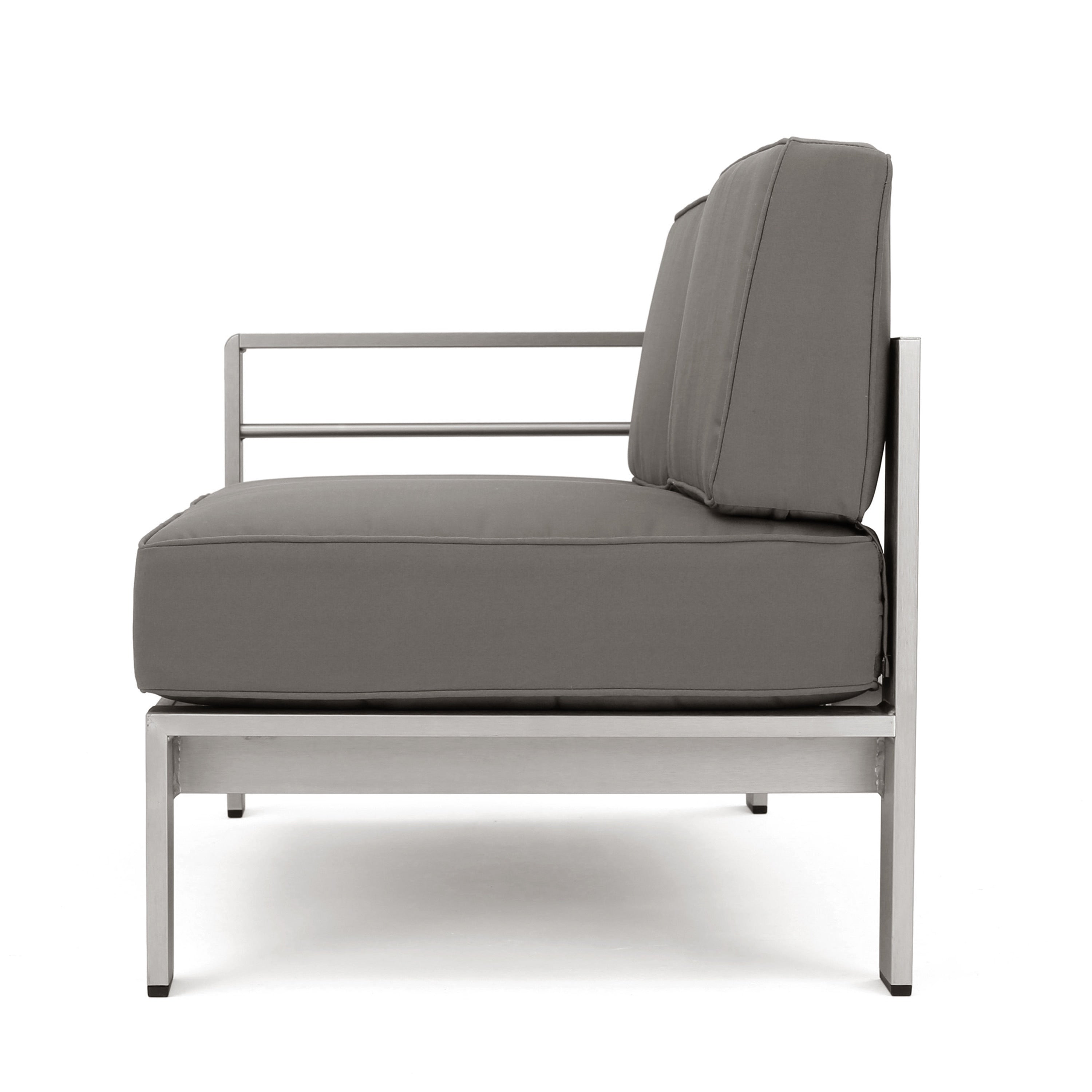 Ensemble de canapés d'extérieur 6 places en aluminium en forme de V avec pouf Cape Coral par Christopher Knight Home