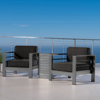 Salon de jardin Cape Coral en aluminium 3 pièces avec coussins par Christopher Knight Home