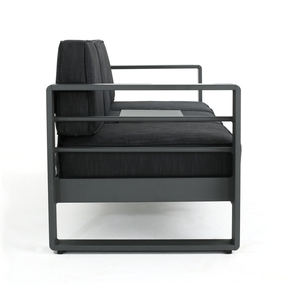 Ensemble de salon de jardin Cape Coral en aluminium et verre trempé, 4 pièces, avec coussins, par Christopher Knight Home