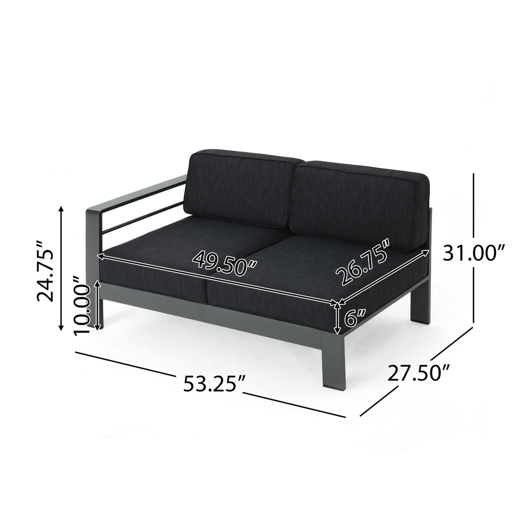 Ensemble de canapés d'extérieur sectionnels en aluminium Cape Coral avec table à feu par Christopher Knight Home