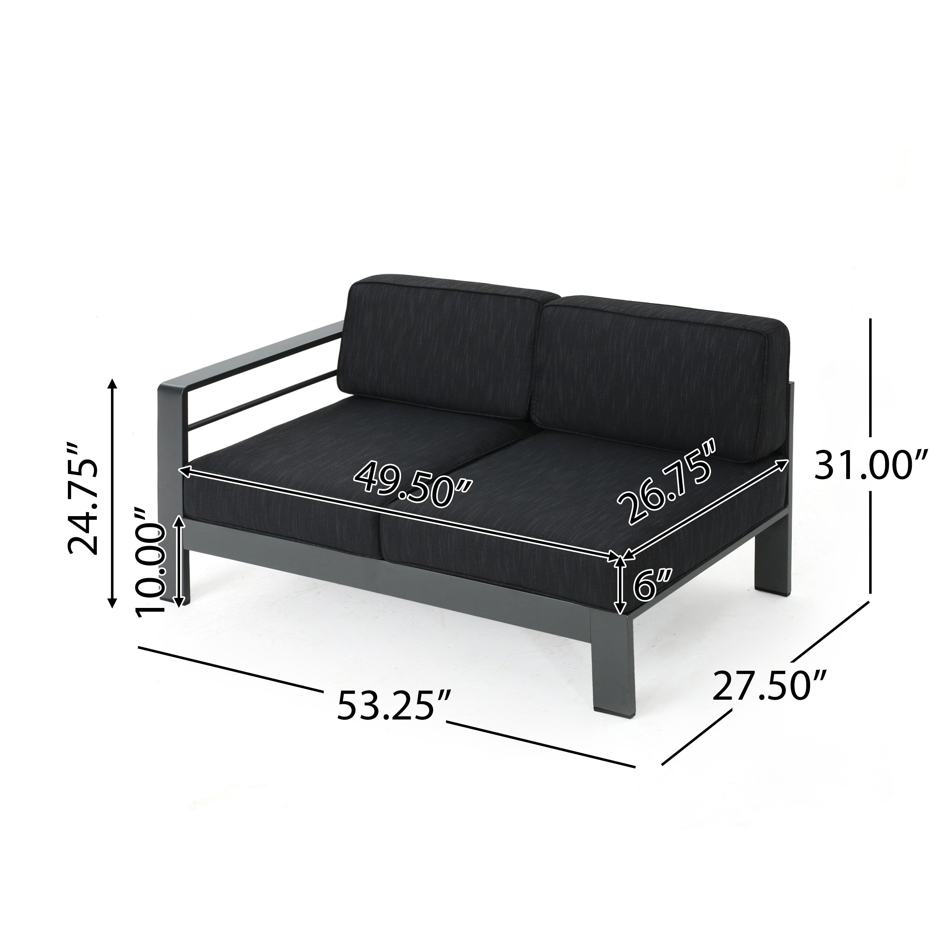 Ensemble de canapés d'extérieur sectionnels en aluminium Cape Coral avec table à feu par Christopher Knight Home