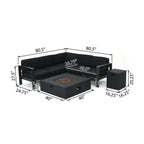 Ensemble de canapés d'extérieur sectionnels en aluminium Cape Coral avec table à feu par Christopher Knight Home