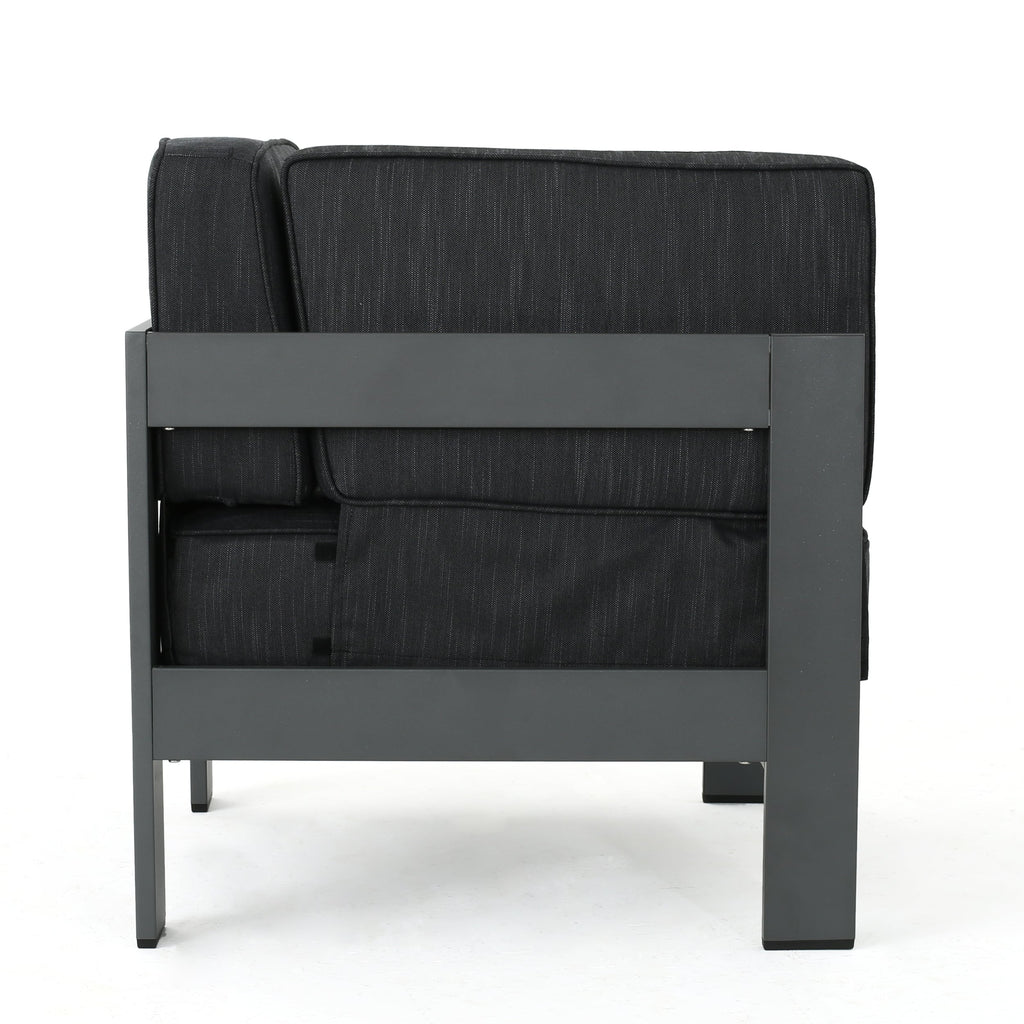 Ensemble de canapés d'extérieur sectionnels en aluminium Cape Coral avec table à feu par Christopher Knight Home