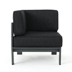 Ensemble de canapés d'extérieur sectionnels en aluminium Cape Coral avec table à feu par Christopher Knight Home