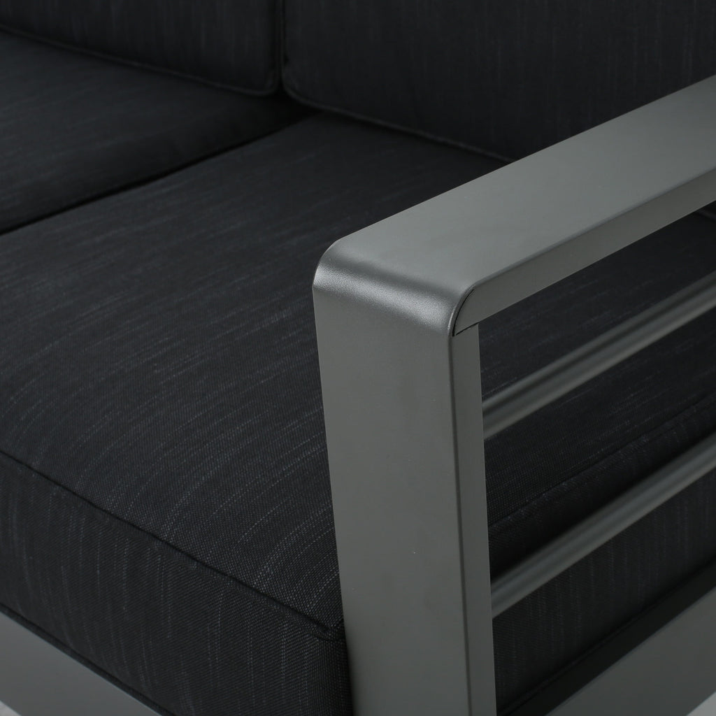 Ensemble de canapés d'extérieur sectionnels en aluminium Cape Coral avec table à feu par Christopher Knight Home