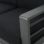 Ensemble de canapés d'extérieur sectionnels en aluminium Cape Coral avec table à feu par Christopher Knight Home