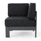 Ensemble de canapés d'extérieur sectionnels en aluminium Cape Coral avec table à feu par Christopher Knight Home