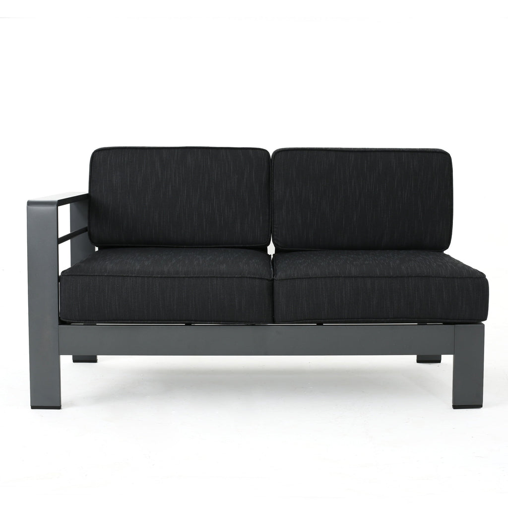 Ensemble de canapés d'extérieur sectionnels en aluminium Cape Coral avec table à feu par Christopher Knight Home