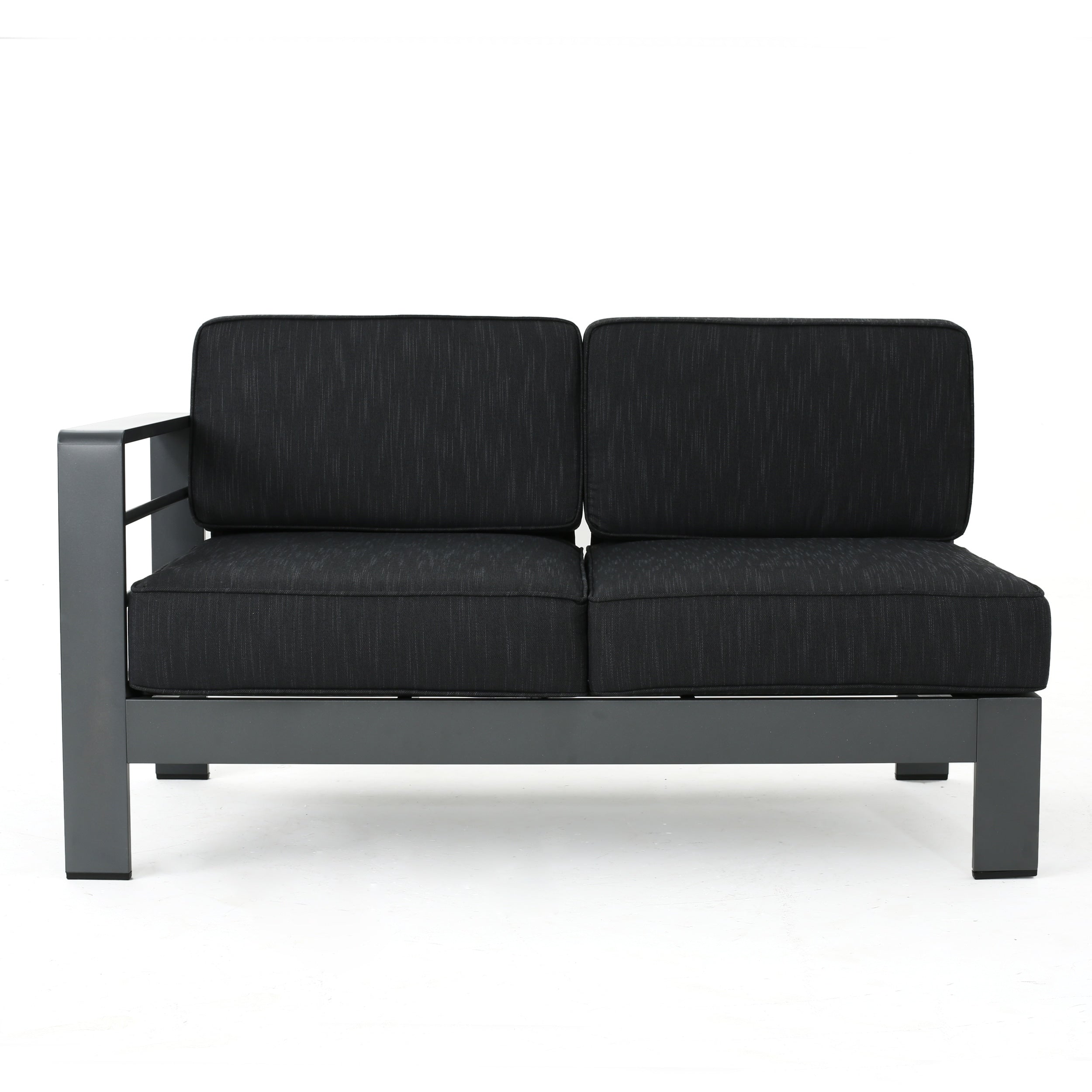 Ensemble de canapés d'extérieur sectionnels en aluminium Cape Coral avec table à feu par Christopher Knight Home