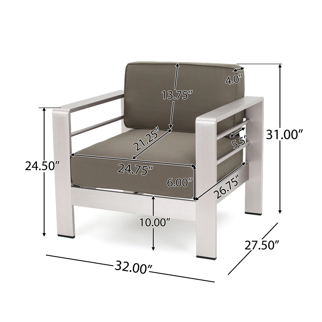 Salon de jardin Cape Coral en aluminium 3 pièces avec table en forme de C par Christopher Knight Home